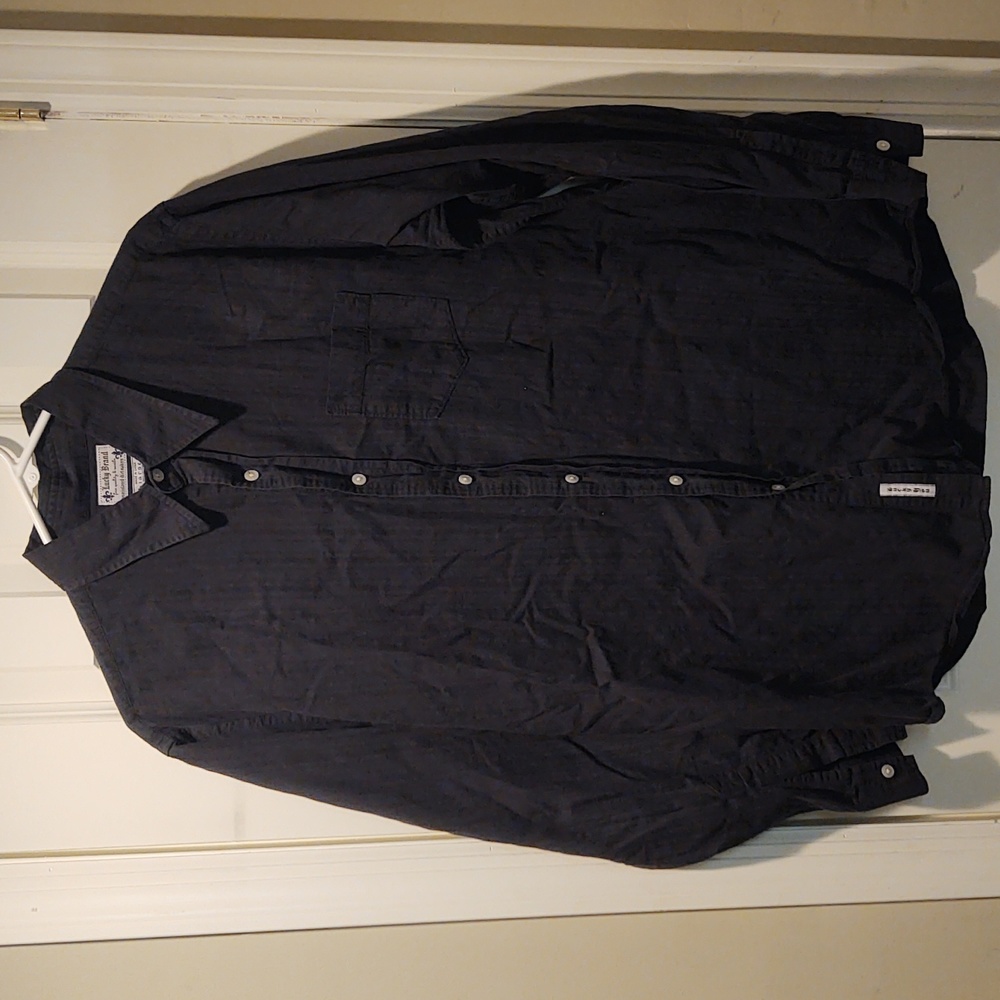 Lucky Brand Men's Black Cotton Button Down Shirt Size Large